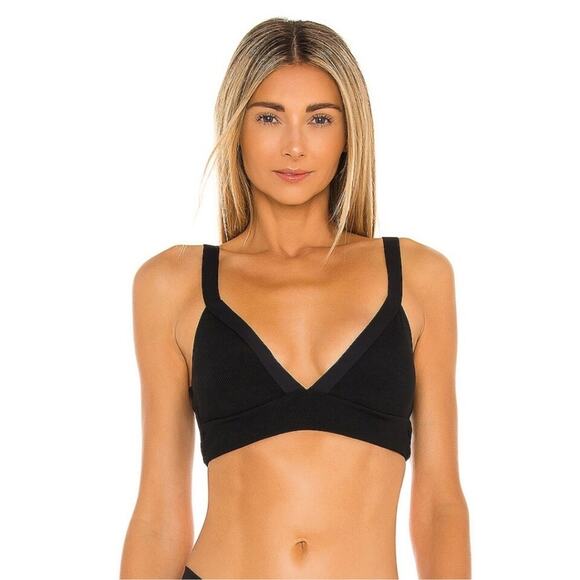 L*Space Vera Bikini Top in Black Ribbed Size Small NWT - Picture 1 of 6